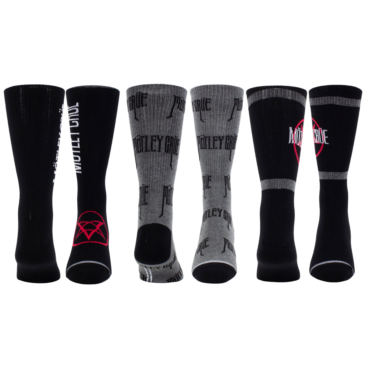 MOTLEY CRUE ASSORTED Knit Crew Socks, 3PAIR