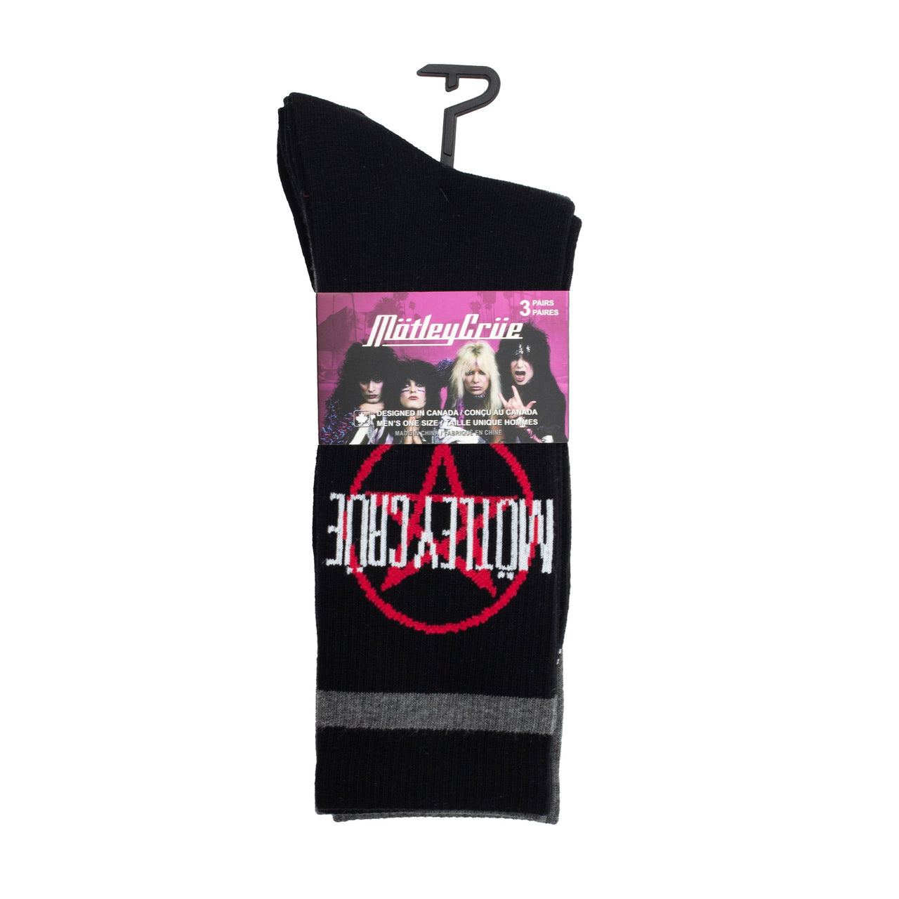 MOTLEY CRUE ASSORTED Knit Crew Socks, 3PAIR