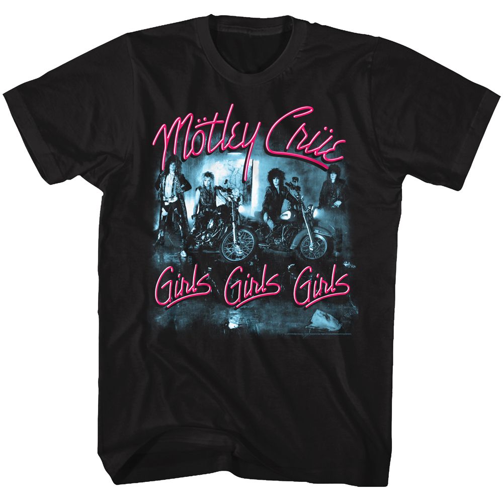 MOTLEY CRUE-GIRLS GIRLS GIRLS-BLACK ADULT S/S TSHIRT
