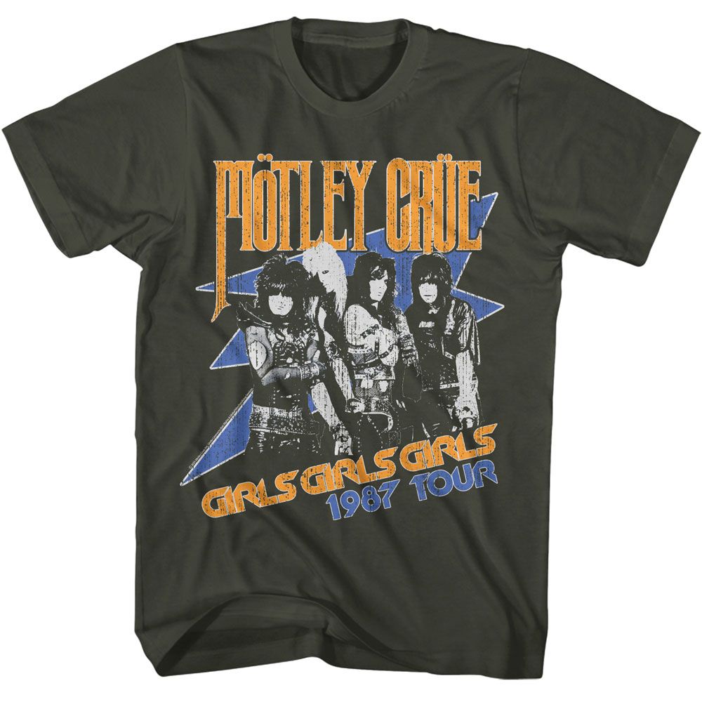 MOTLEY CRUE-MOTLEY CRUE GIRLS GIRLS GIRLS 1987 TOUR-SMOKE ADULT S/S TSHIRT