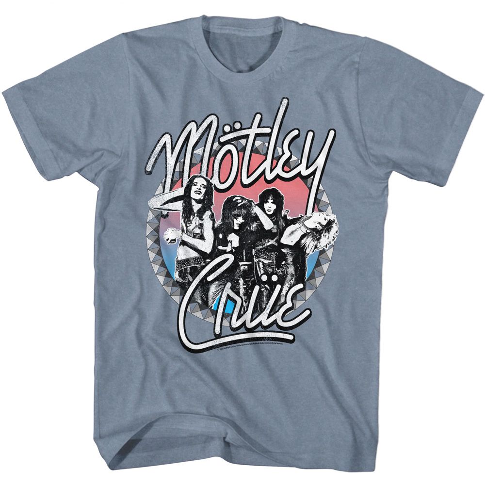 MOTLEY CRUE-MOTLEY CRUE STUDDED-VINTAGE INDIGO HEATHER ADULT S/S TSHIRT