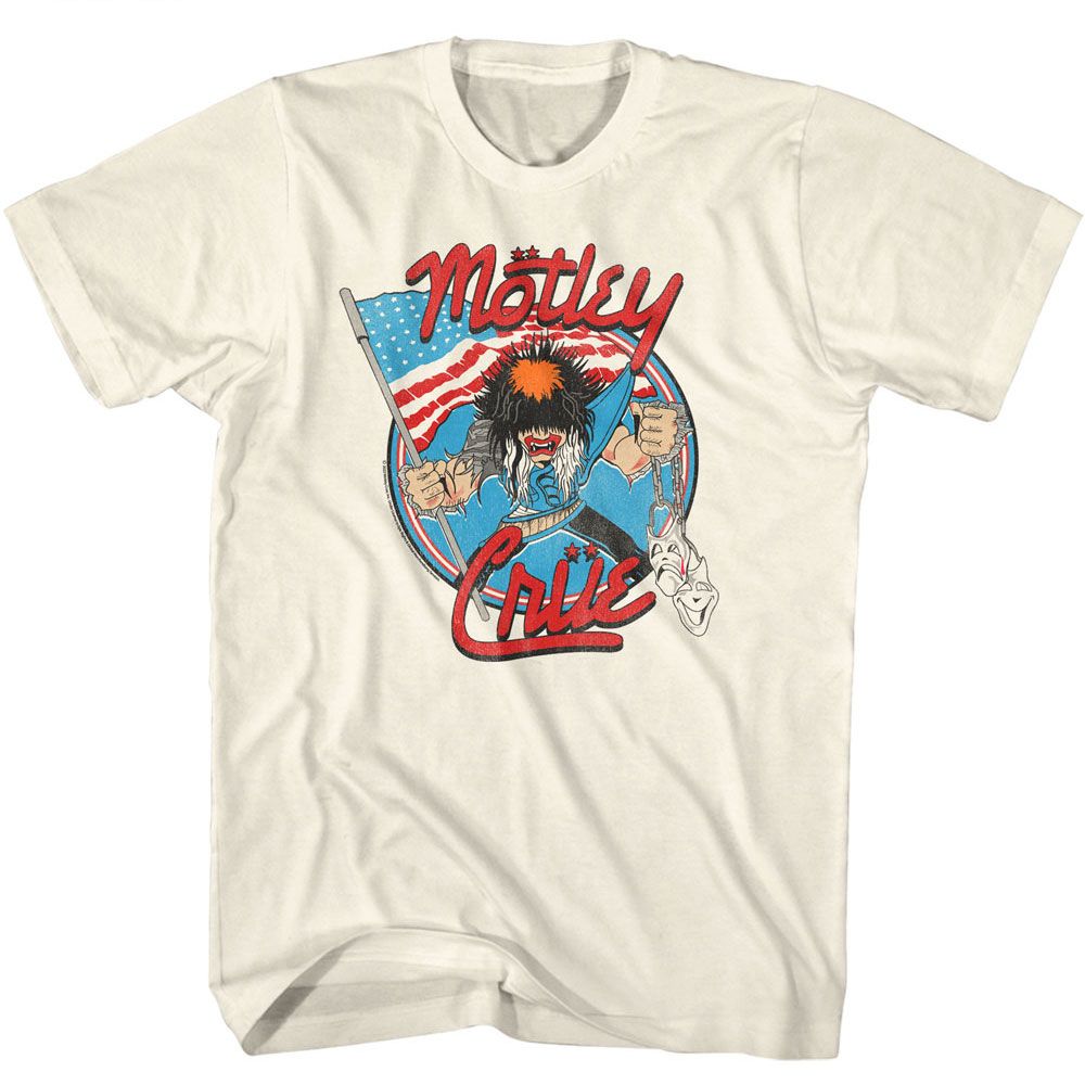 MOTLEY CRUE-MOTLEY CRUE ALLISTER WITH US FLAG-NATURAL ADULT S/S TSHIRT