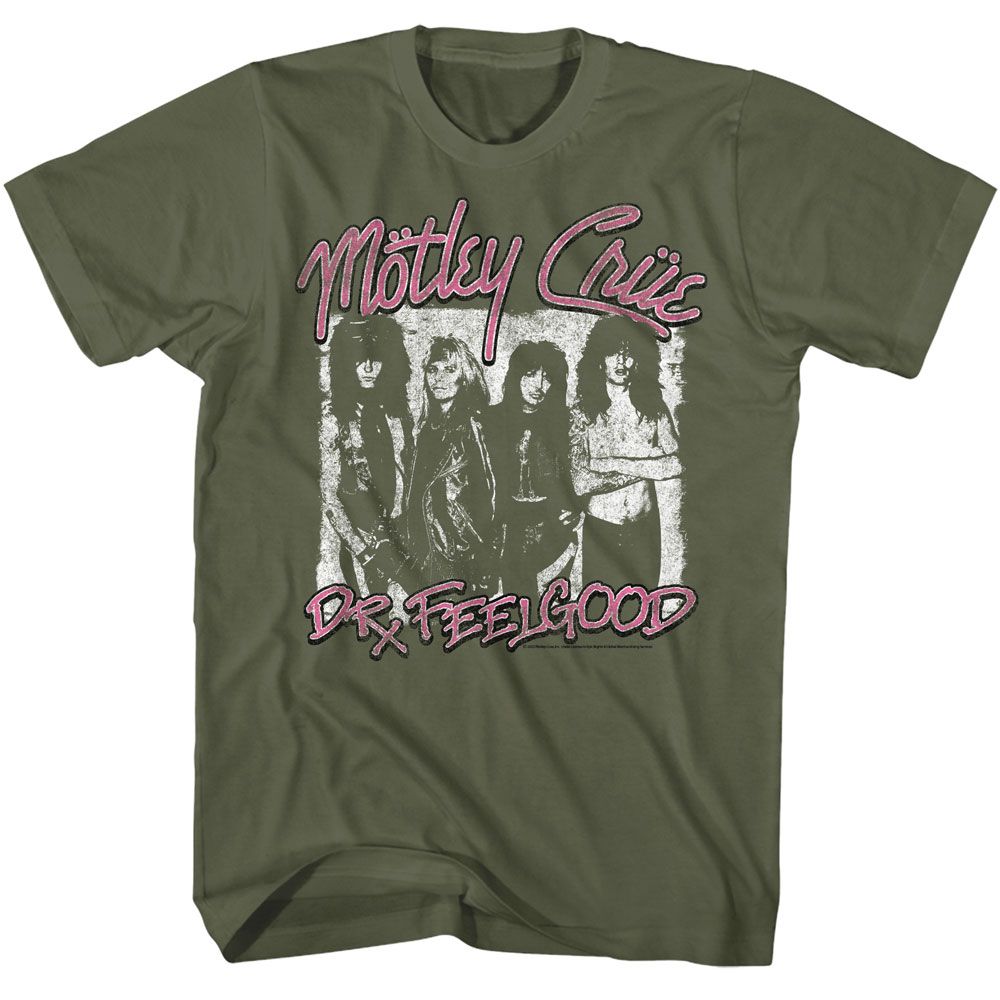 MOTLEY CRUE-MOTLEY CRUE DR FEELGOOD-MILITARY GREEN ADULT S/S TSHIRT