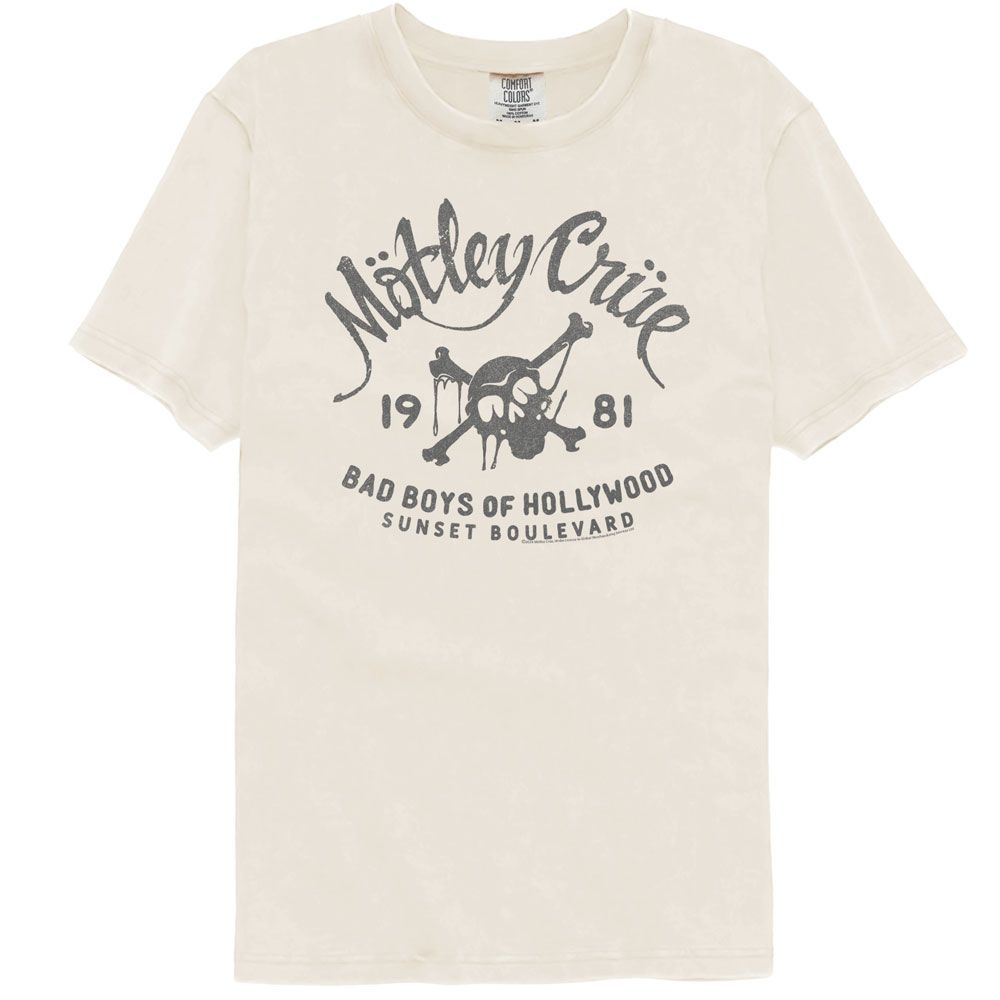 MOTLEY CRUE-MOTLEY CRUE BAD BOYS 1981-IVORY ADULT S/S COMFORT COLOR TSHIRT