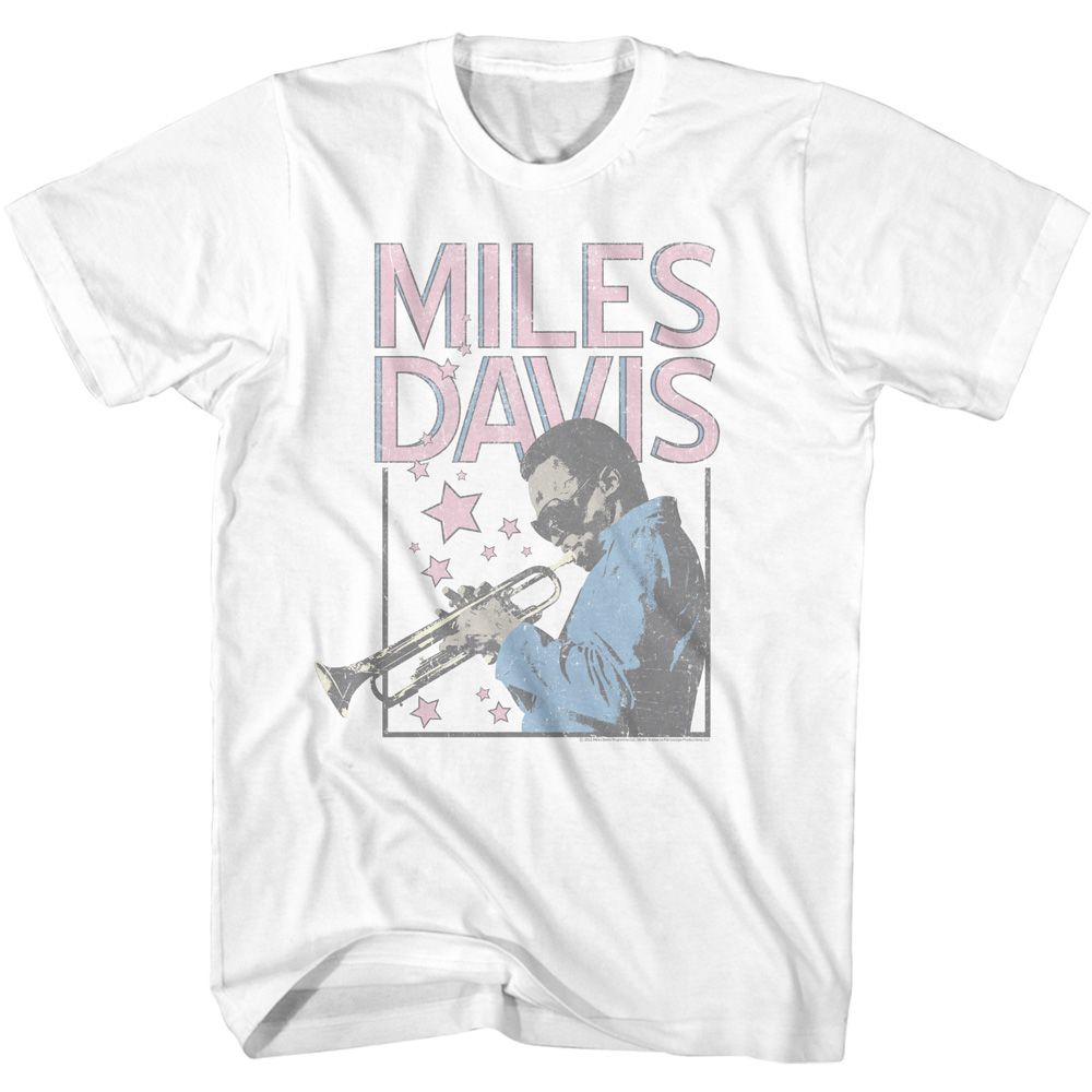 MILES DAVIS-MILES DAVIS STARS AND RECTANGLE-WHITE ADULT S/S TSHIRT