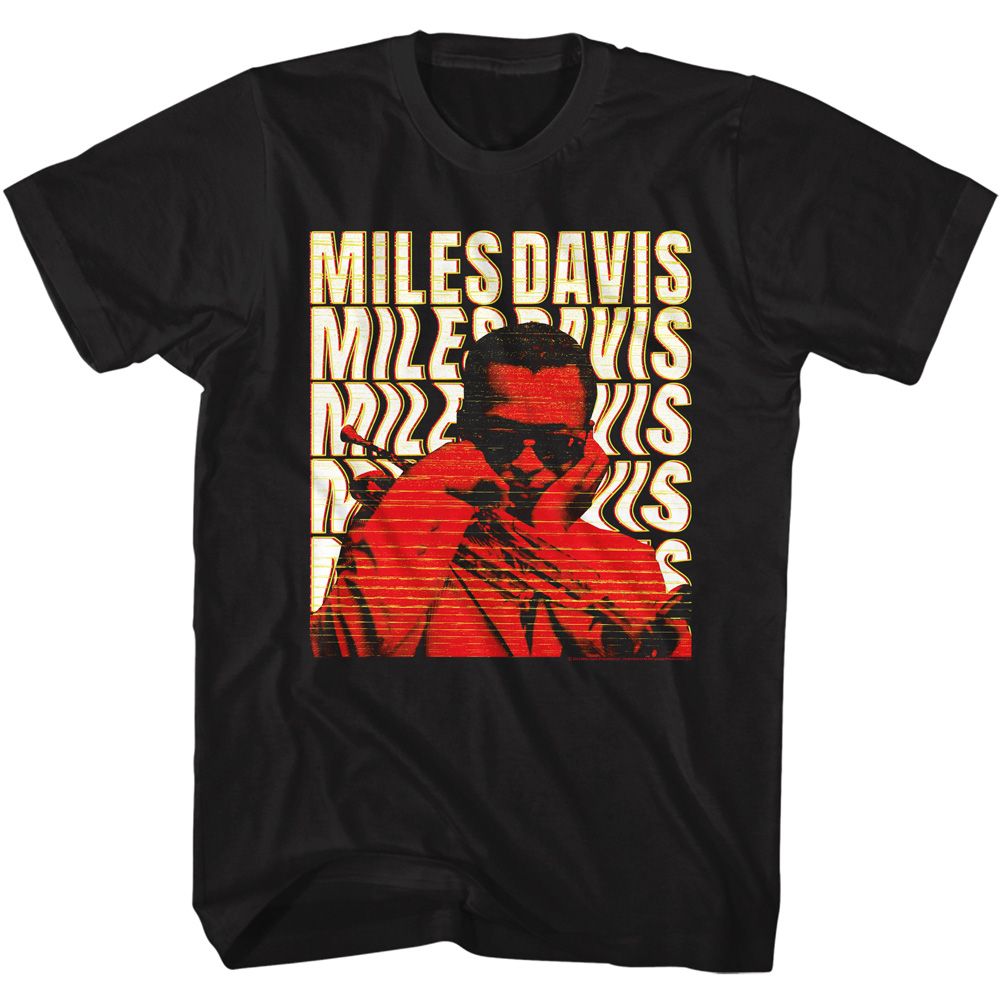 MILES DAVIS-MILES DAVIS WARPED TEXT-BLACK ADULT S/S TSHIRT