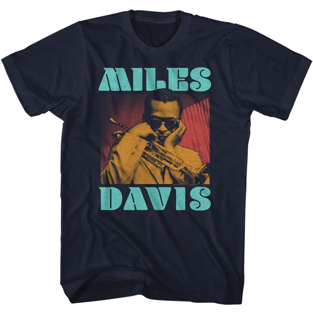 MILES DAVIS-MILES DAVIS TRI COLOR-NAVY ADULT S/S TSHIRT