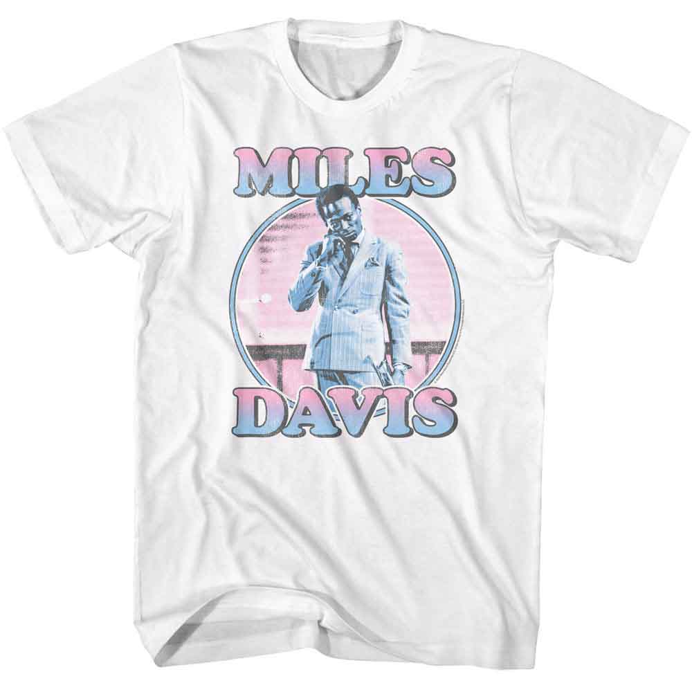 MILES DAVIS-MILES DAVIS PASTEL GRADIENTS-WHITE ADULT S/S TSHIRT