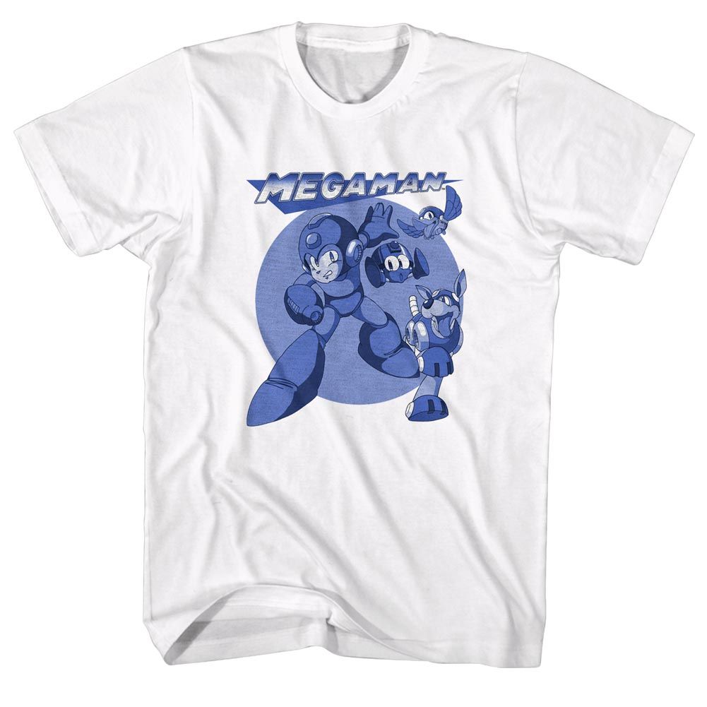 MEGA MAN-MEGABLUES-WHITE ADULT S/S TSHIRT