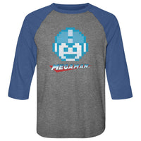 Thumbnail for MEGA MAN-MEGAFACE-PREMIUM HEATHER/VINTAGE ROYAL ADULT 3/4 SLEEVE RAGLAN