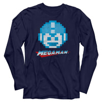 Thumbnail for MEGA MAN-MEGAFACE-NAVY ADULT L/S TSHIRT