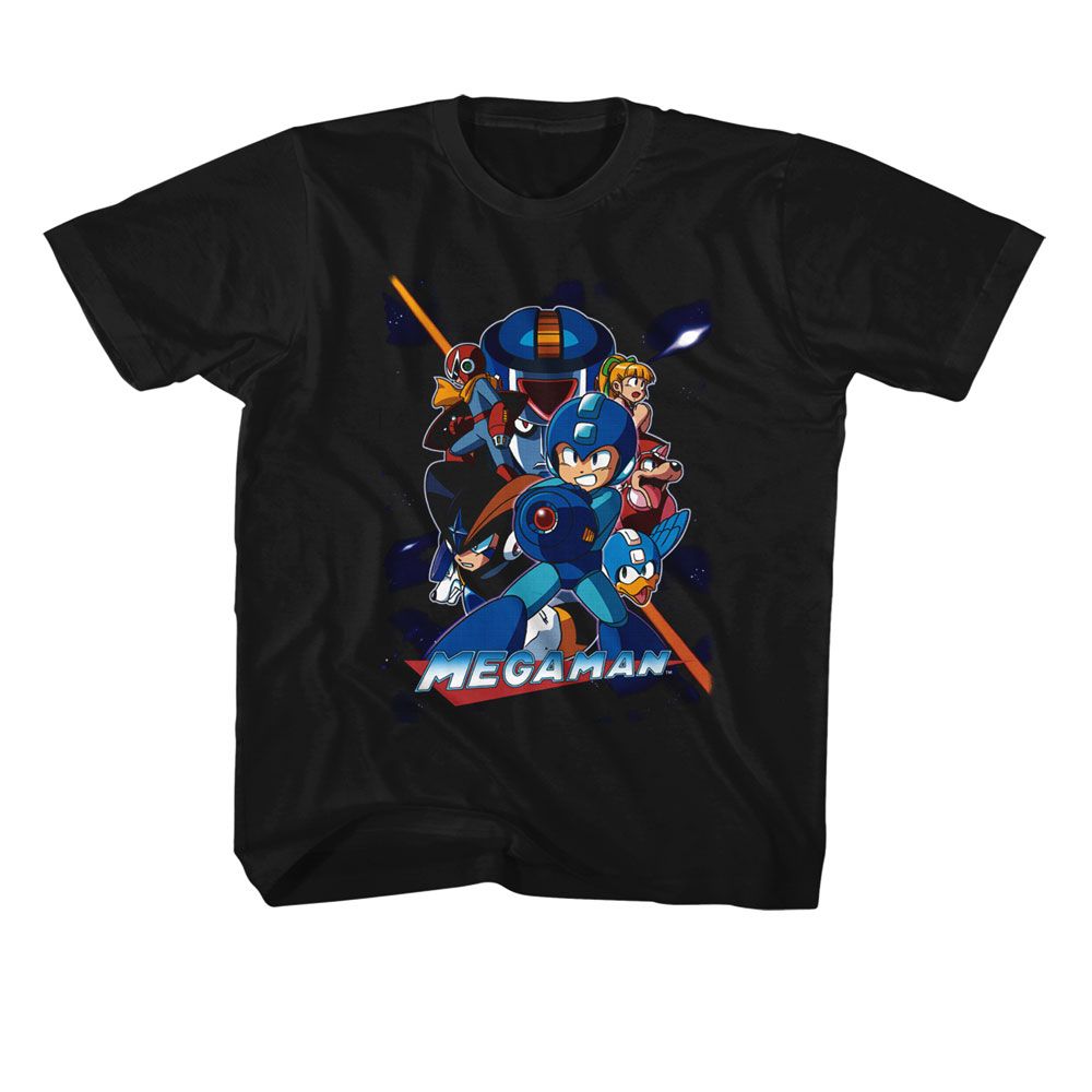 MEGA MAN COLLAGE ORANGE BEAM-BLACK YOUTH S/S TSHIRT