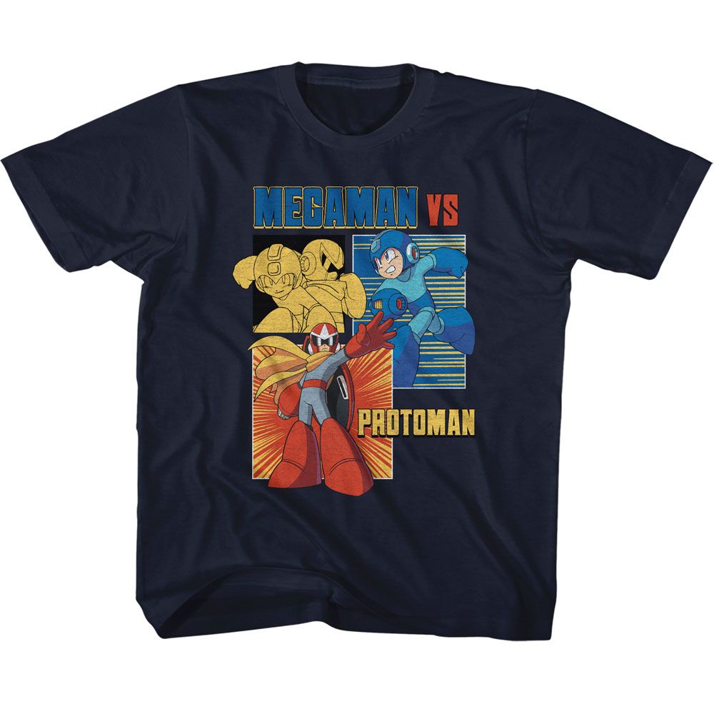 MEGA MAN-MEGA MAN VS PROTOMAN-NAVY YOUTH S/S TSHIRT