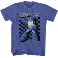 Thumbnail for MEGA MAN-MEGA MAN CHECKERED-ROYAL HEATHER ADULT S/S TSHIRT