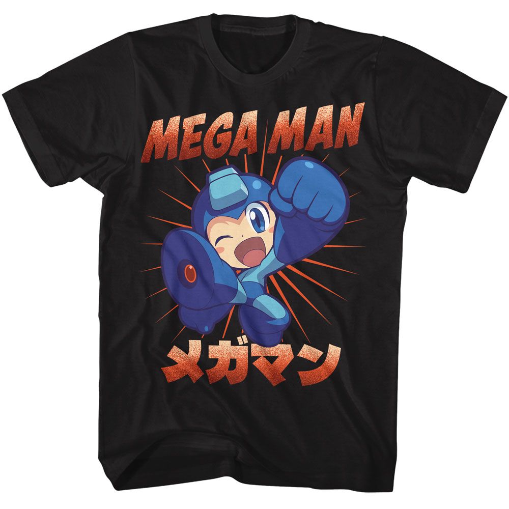 MEGA MAN-MEGA MAN MEGA KICK-BLACK ADULT S/S TSHIRT