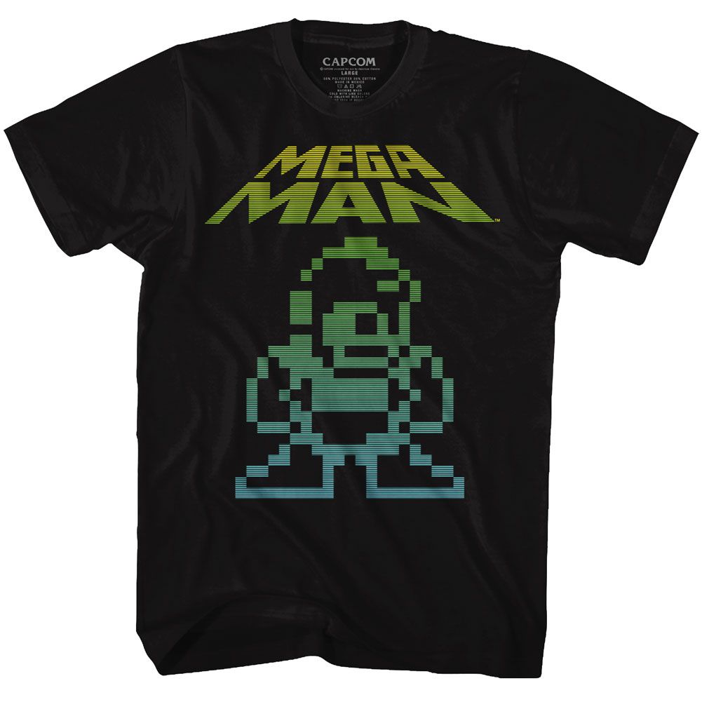 MEGA MAN-MEGA PIXEL-BLACK ADULT S/S TSHIRT