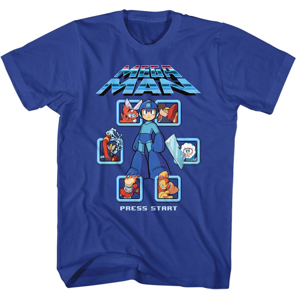 MEGA MAN-MM1 SELECT SCREEN REMIX-ROYAL ADULT S/S TSHIRT
