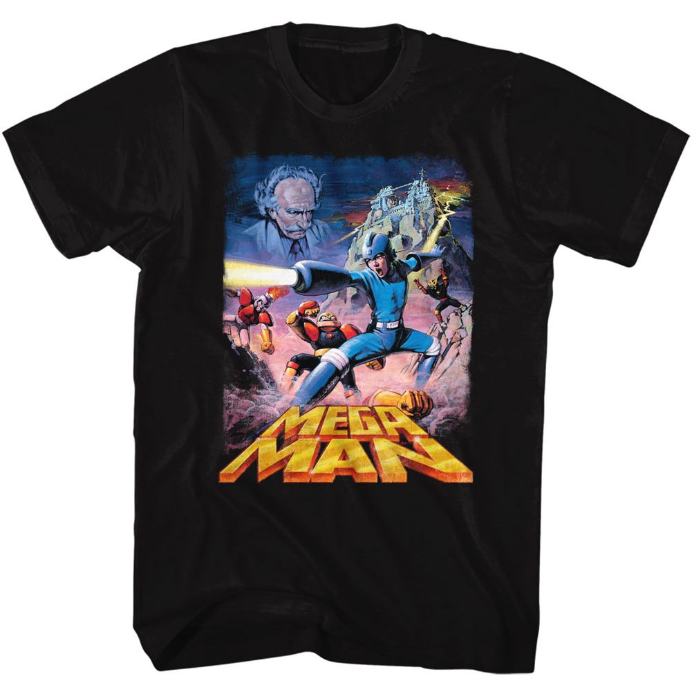MEGA MAN-POSTERY MEGAMAN-BLACK ADULT S/S TSHIRT