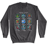 Thumbnail for MEGA MAN-MEGA MAN STAGE SELECT-DARK HEATHER ADULT L/S SWEATSHIRT