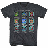 Thumbnail for MEGA MAN-STAGE SELECT-BLACK HEATHER ADULT S/S TSHIRT