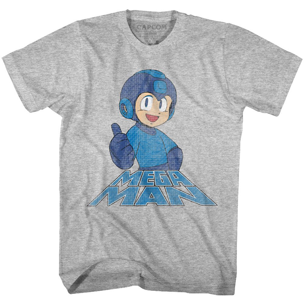 MEGA MAN-RIGHT ON-GRAY HEATHER ADULT S/S TSHIRT