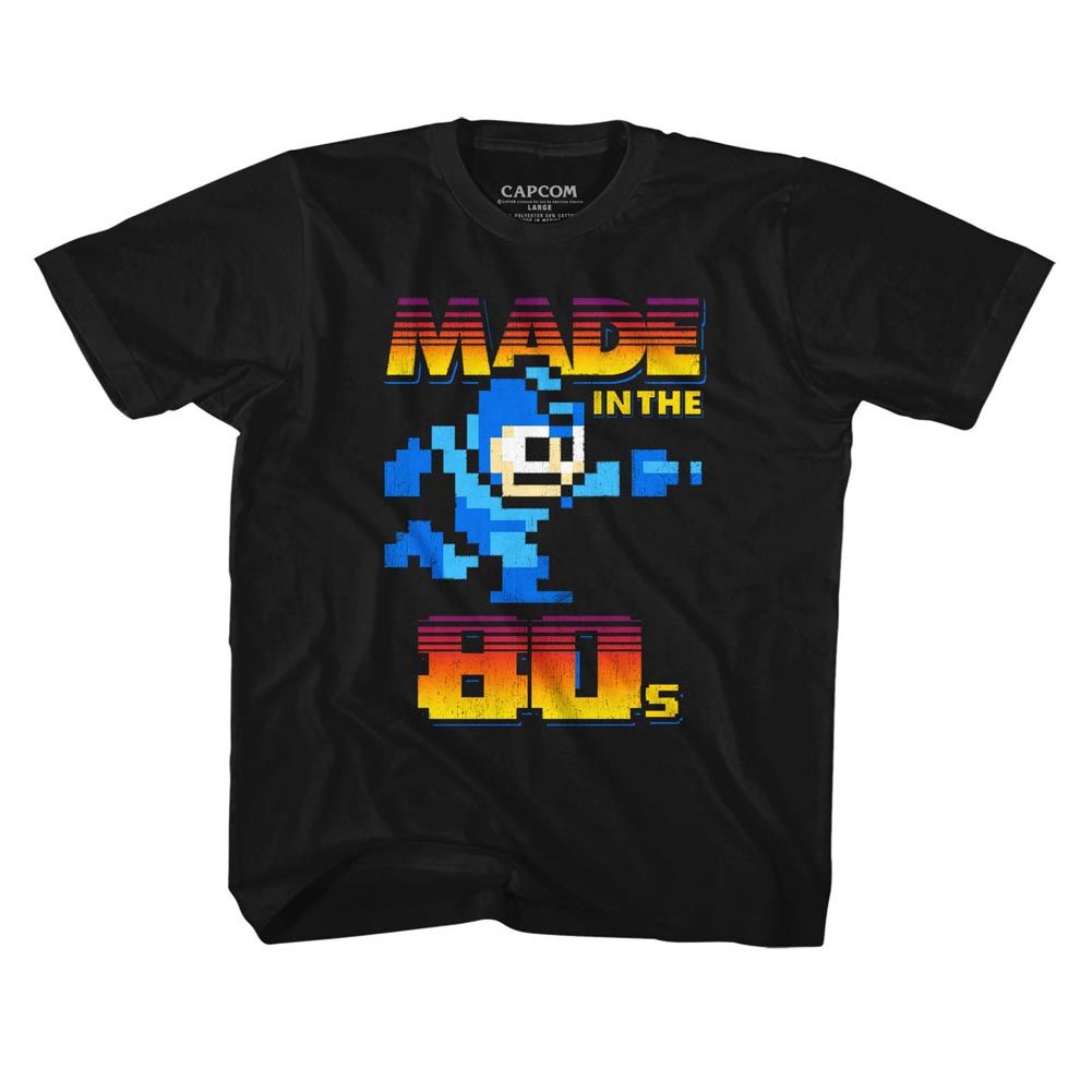 MEGA MAN-MADEINTHE80S-BLACK YOUTH S/S TSHIRT