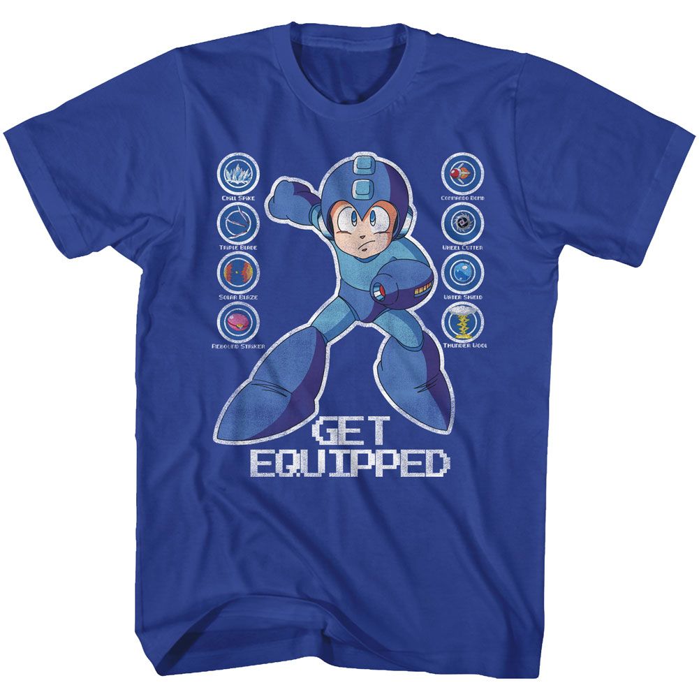 MEGA MAN-GET EQUIPPED-ROYAL ADULT S/S TSHIRT