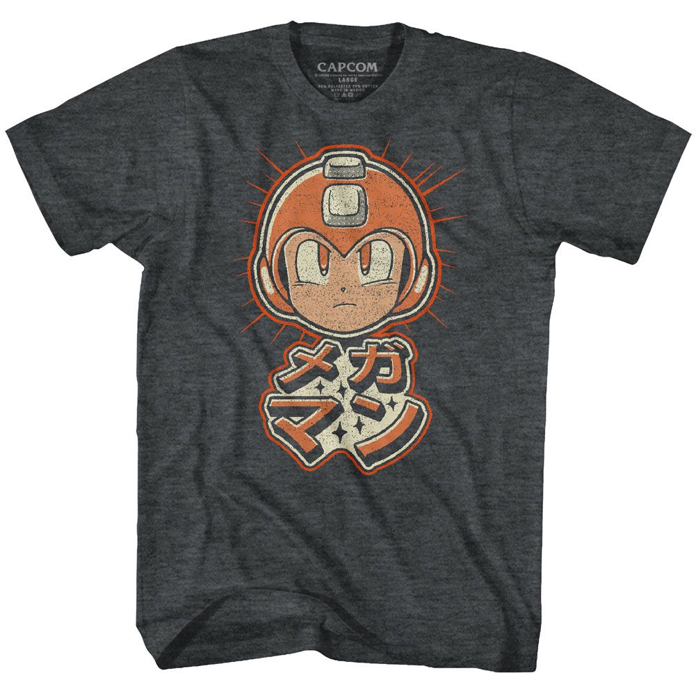 MEGA MAN-MEGA RETRO-BLACK HEATHER ADULT S/S TSHIRT