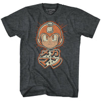 Thumbnail for MEGA MAN-MEGA RETRO-BLACK HEATHER ADULT S/S TSHIRT
