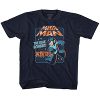Thumbnail for MEGA MAN-GRAPHIC BLU BOMBER-NAVY YOUTH S/S TSHIRT