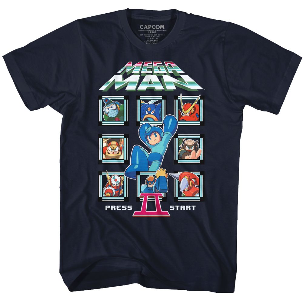 MEGA MAN-MM2 CREW-NAVY ADULT S/S TSHIRT