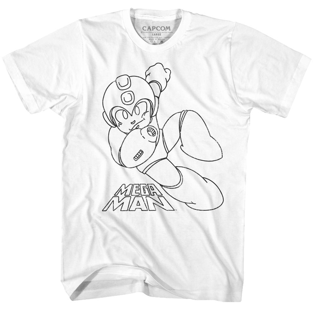 MEGA MAN-WARPED ROCK-WHITE ADULT S/S TSHIRT