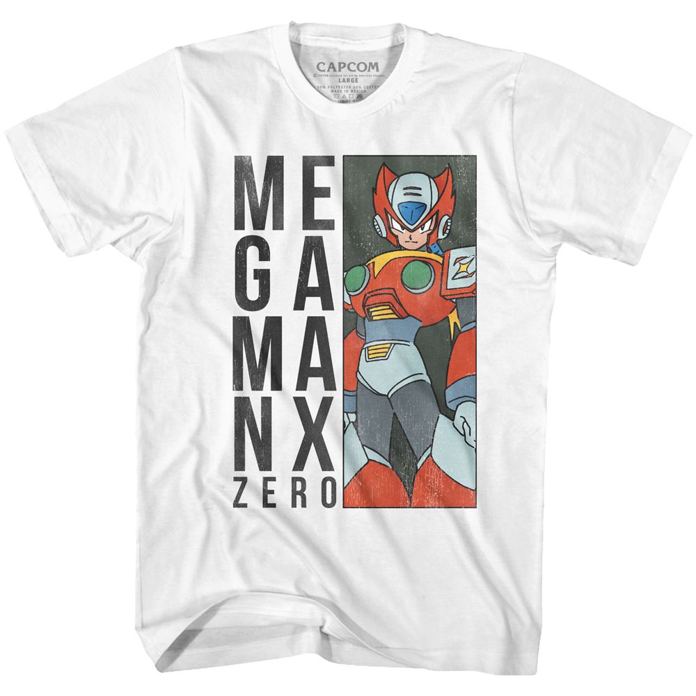 MEGA MAN-ZEROBOX-WHITE ADULT S/S TSHIRT