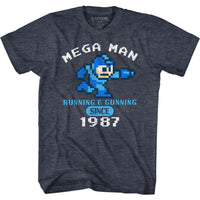 Thumbnail for MEGA MAN-RUN&GUN 1987-NAVY HEATHER ADULT S/S TSHIRT