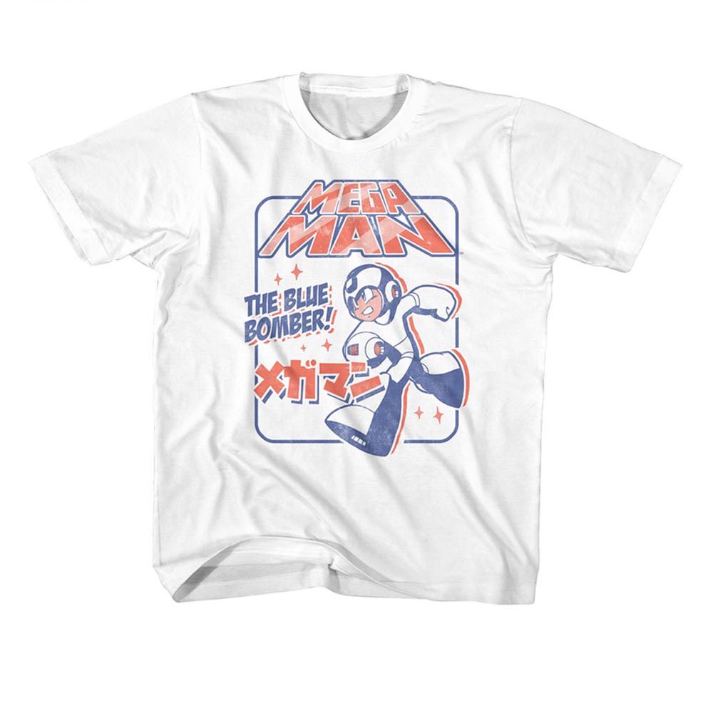 MEGA MAN-MEGAMAN BLUE BOMBER AGAIN-WHITE YOUTH S/S TSHIRT