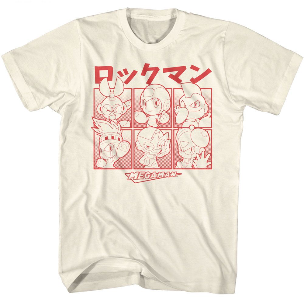 MEGA MAN-MEGA MAN HALFTONE BOXES-NATURAL ADULT S/S TSHIRT