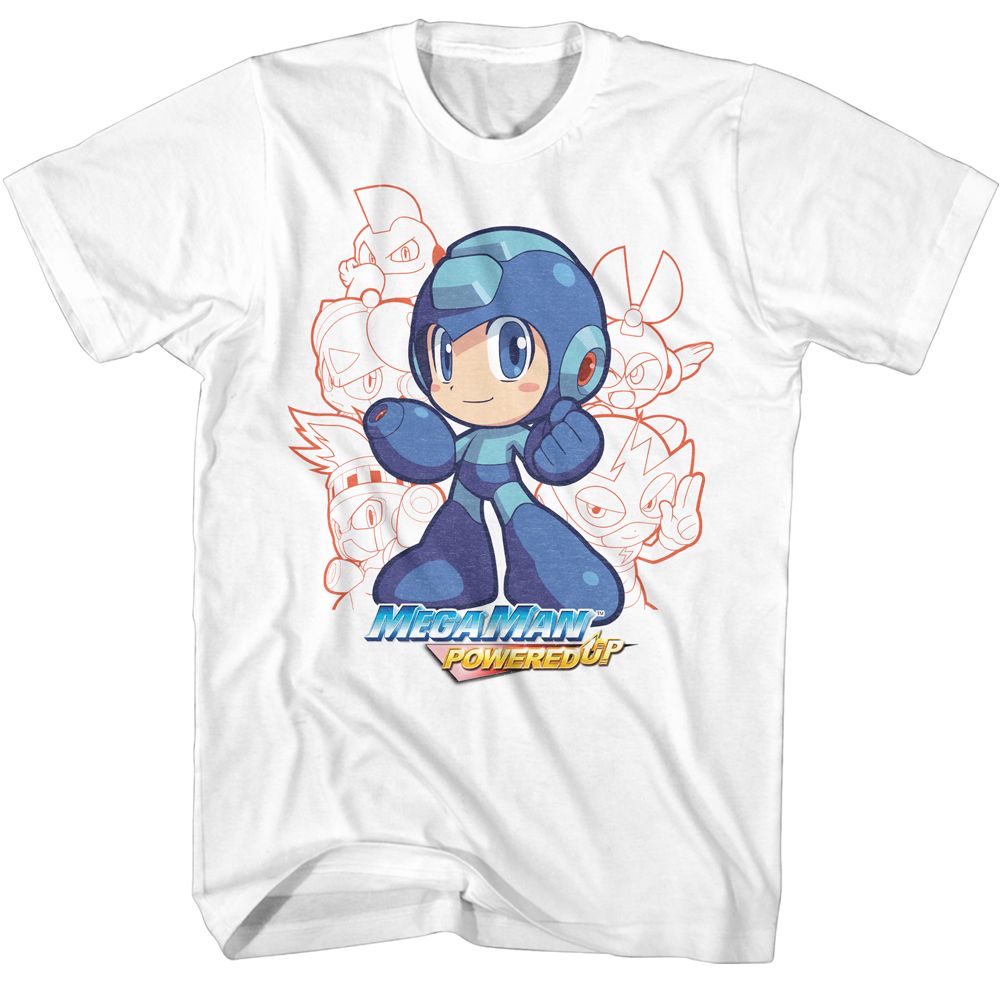 MEGA MAN-MEGA MAN CHARACTER GROUP-WHITE ADULT S/S TSHIRT