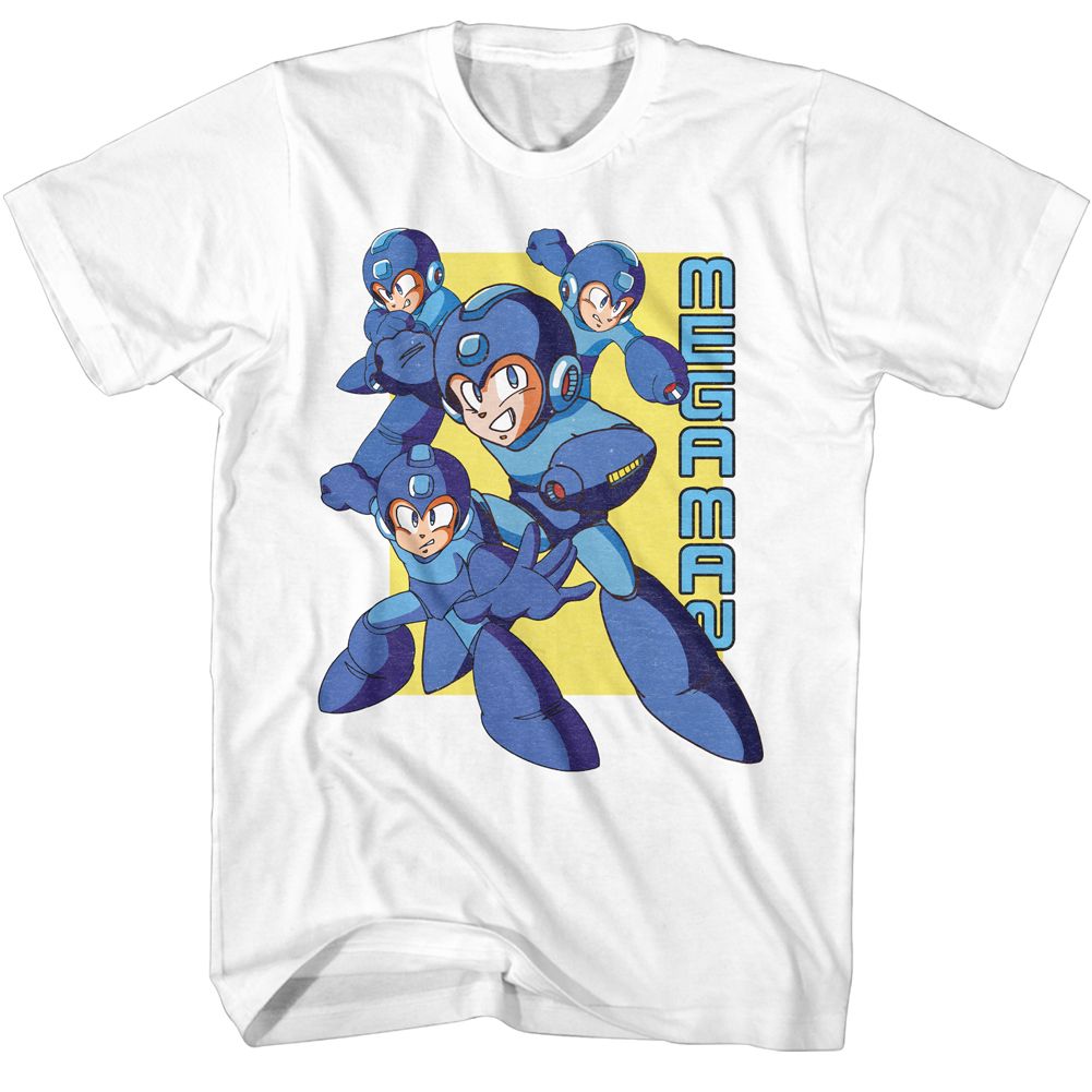 MEGA MAN-MEGA MAN MULTIPLE POSES-WHITE ADULT S/S TSHIRT