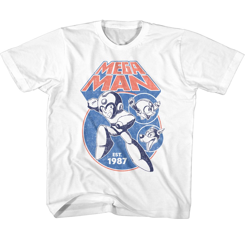 MEGA MAN-MEGAMAN MEGA CIRCLES-WHITE YOUTH S/S TSHIRT