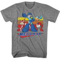 Thumbnail for MEGA MAN-MEGA MAN MULTI COLOR RECTANGLES-GRAPHITE HEATHER ADULT S/S TSHIRT