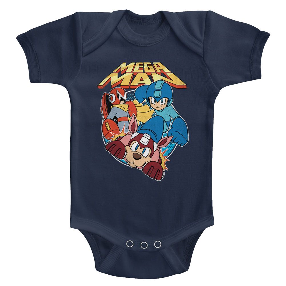 MEGA MAN-FLAT COLORS-NAVY INFANT S/S BODYSUIT