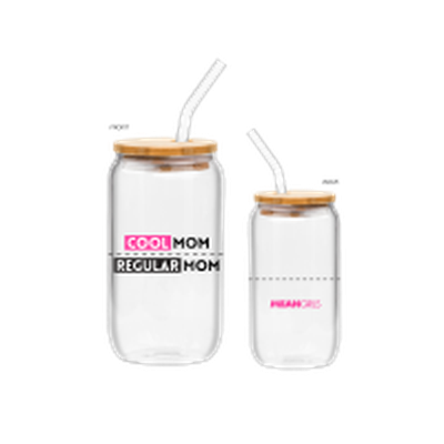 Mean Girls Cool Regular Mom  16oz Glass Tumbler w Bamboo Lid and Glass Straw – 12 pc ppk ($6.00 each)