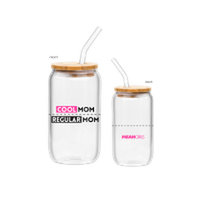 Thumbnail for Mean Girls Cool Regular Mom  16oz Glass Tumbler w Bamboo Lid and Glass Straw – 12 pc ppk ($6.00 each)