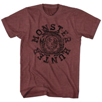 Thumbnail for MONSTER HUNTER-MH CIRCLE-VINTAGE MAROON HEATHER ADULT S/S TSHIRT