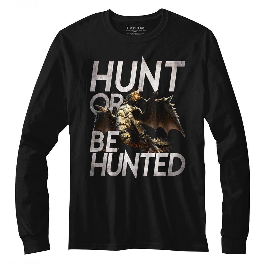 MONSTER HUNTER-HUNT-BLACK ADULT L/S TSHIRT