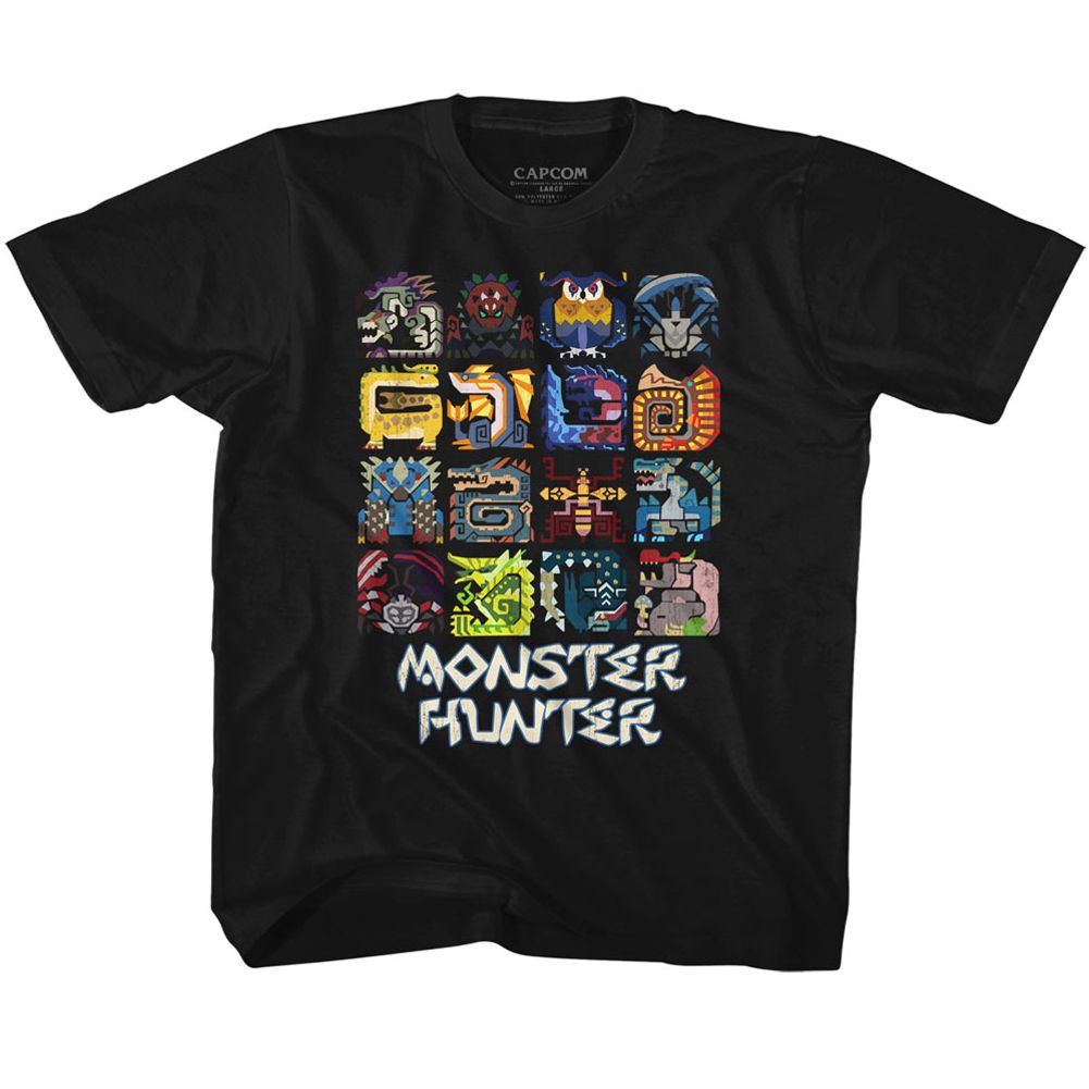 MONSTER HUNTER-SYMBOLS-BLACK YOUTH S/S TSHIRT