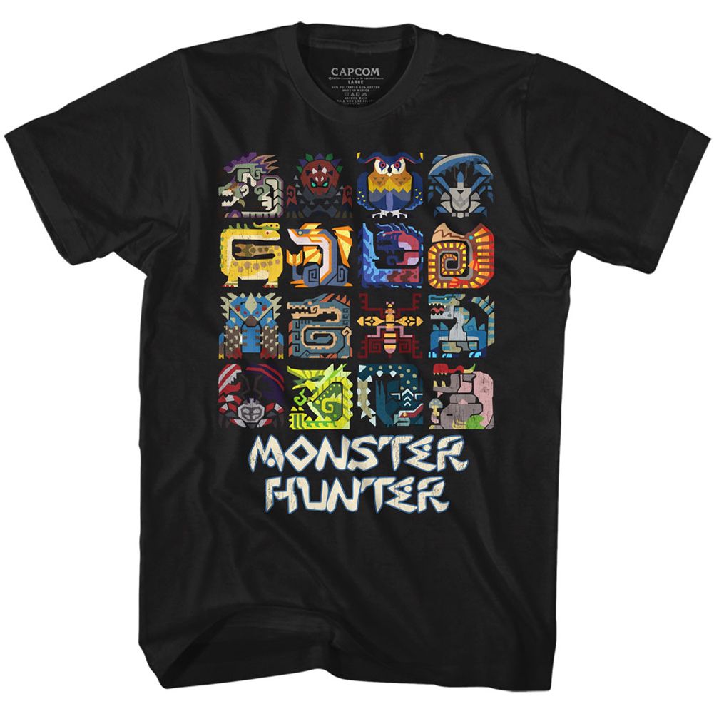 MONSTER HUNTER-SYMBOLS-BLACK ADULT S/S TSHIRT