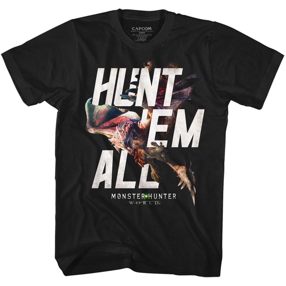 MONSTER HUNTER-HUNT EM ALL-BLACK ADULT S/S TSHIRT