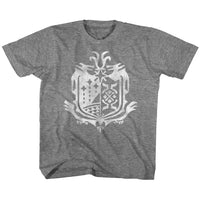 Thumbnail for MONSTER HUNTER-WEATHERED WORLD EMBLEM-GRAPHITE HEATHER TODDLER S/S TSHIRT