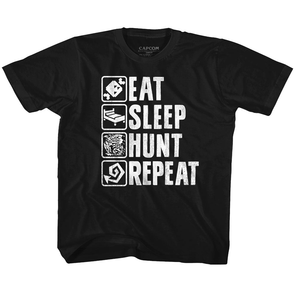 MONSTER HUNTER-HUNT REPEAT-BLACK YOUTH S/S TSHIRT